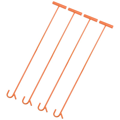 Harfington 4pcs Wheel Pin Puller Hook 31.5" A3 Steel for Pulling Manhole Covers, Orange