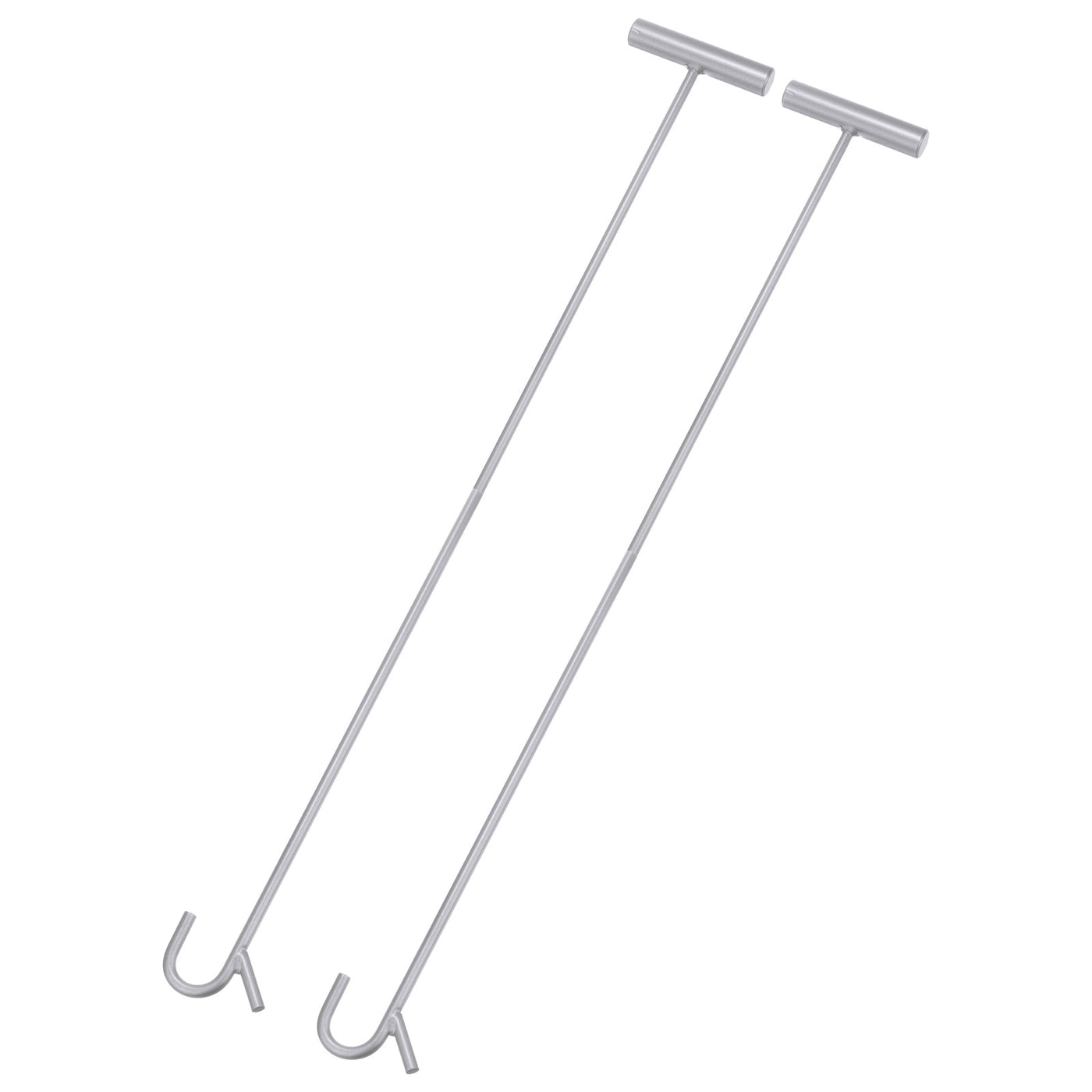 Harfington 2pcs Wheel Pin Puller Hook 31.5" A3 Steel for Pulling Manhole Covers, Silver