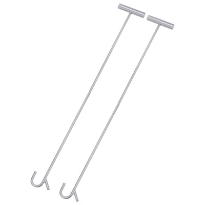 Harfington 2pcs Wheel Pin Puller Hook 31.5" A3 Steel for Pulling Manhole Covers, Silver