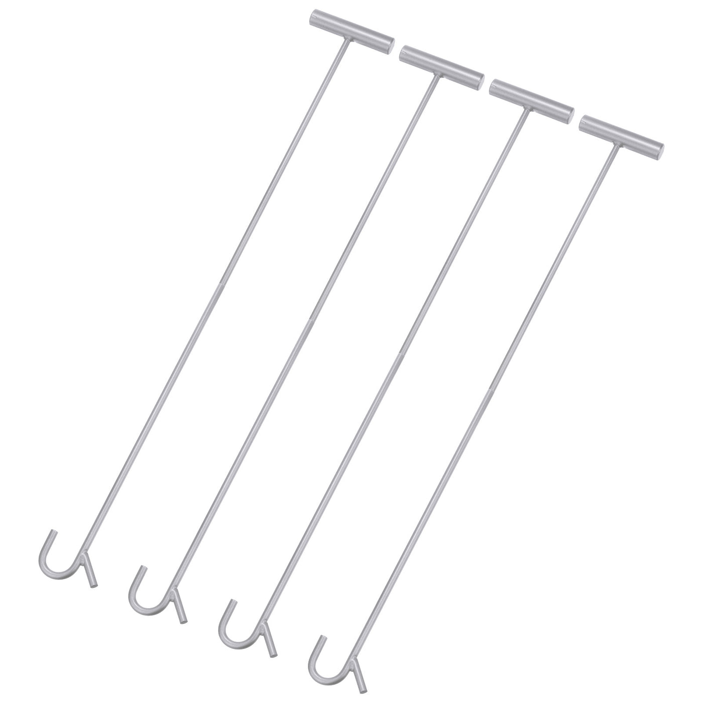 Harfington 4pcs Wheel Pin Puller Hook 31.5" A3 Steel for Pulling Manhole Covers, Silver