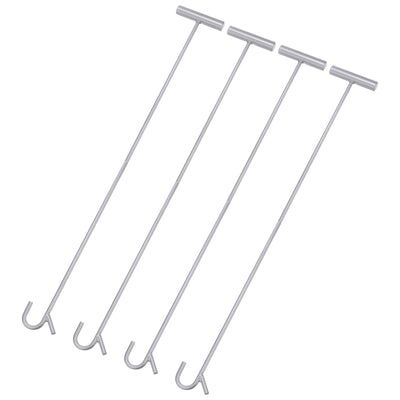 Harfington 4pcs Wheel Pin Puller Hook 31.5" A3 Steel for Pulling Manhole Covers, Silver