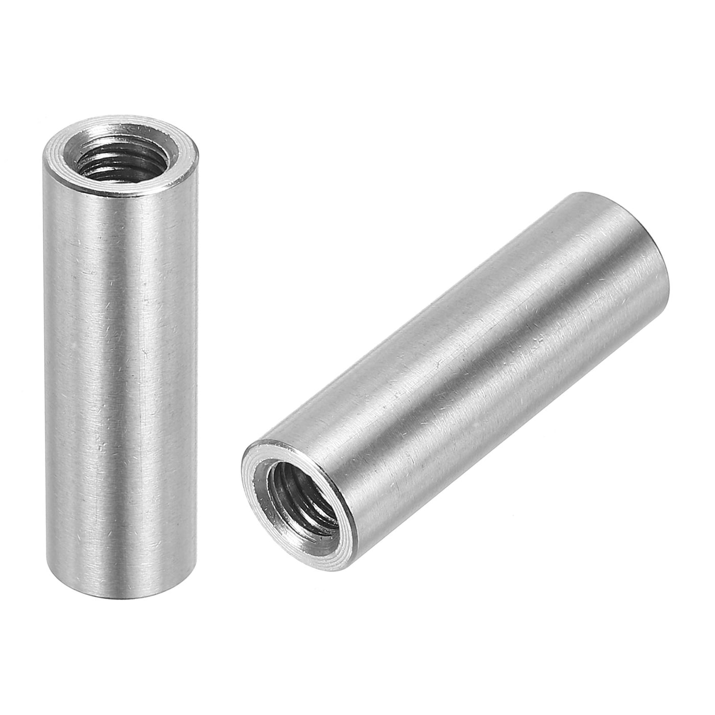 uxcell Uxcell 10 Stück M5 Runde Verbindungsmuttern, 304 Edelstahl Kupplungsmutter 25mm/1" Länge Hülse Stange Stiftmutter für Halterung, M5x25x8mm