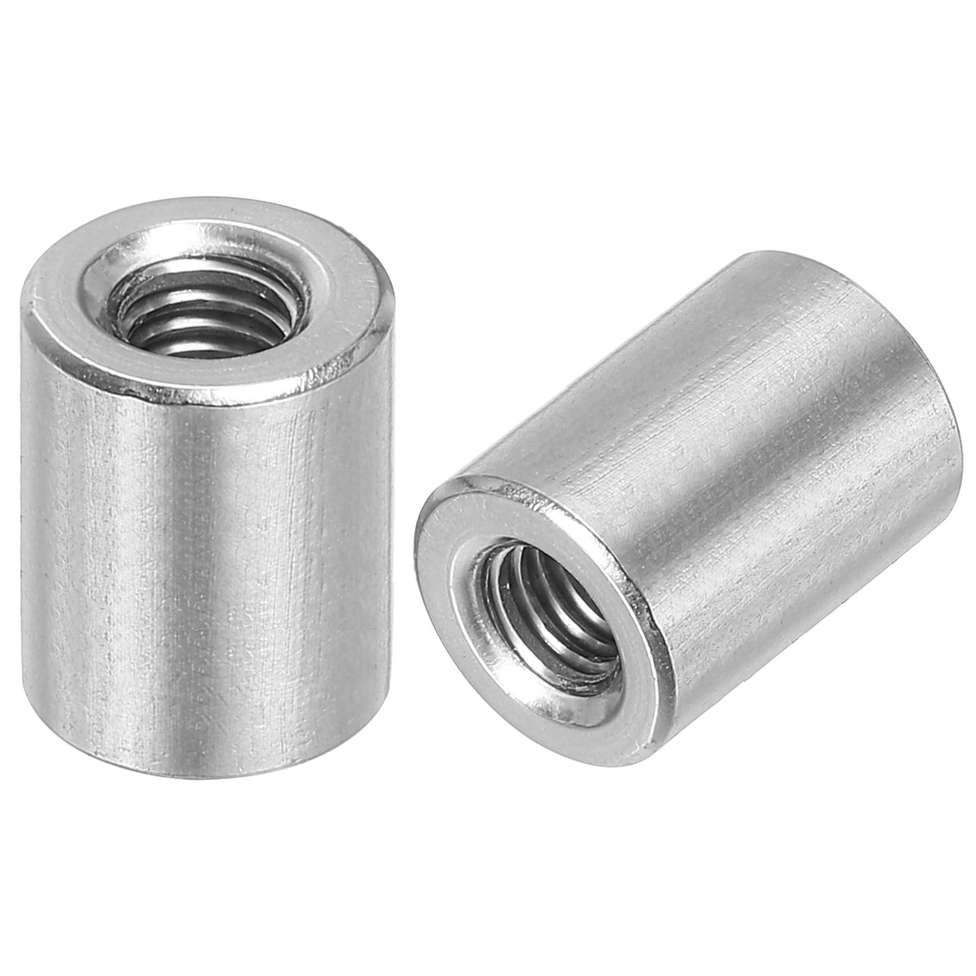 uxcell Uxcell 10 Stück M6 Runde Verbindungsmuttern, 304 Edelstahl Kupplungsmutter 15mm Länge Hülse Stange Stiftmutter für Halterung, M6x15x10mm