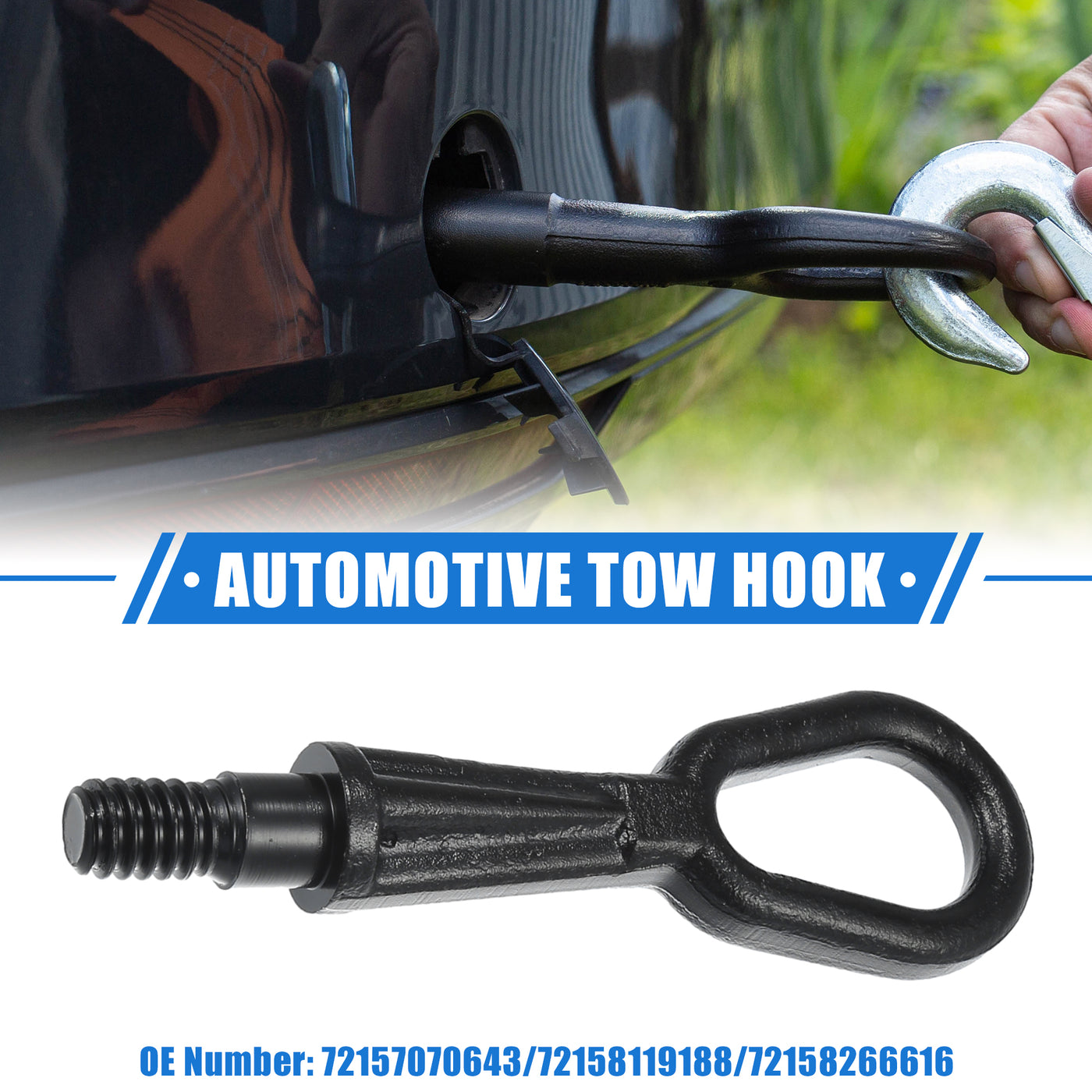 VekAuto Tow Hook Compatible for BMW X3 E83 2004-2010 for BMW X5 E53 E70 2000-2013, Durable Metal Black Front Rear Bumper Towing How