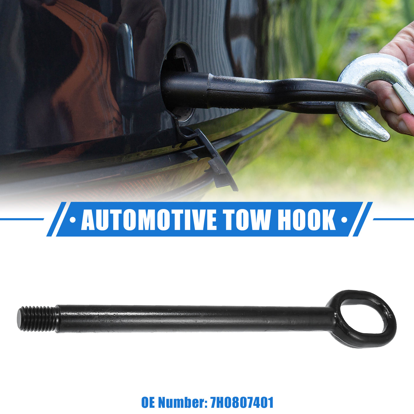 VekAuto Tow Hook Compatible for Volkswagen, Durable Metal Black Front Rear Bumper Towing How