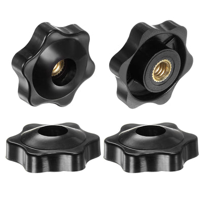 Harfington 4pcs Star Knobs 1/4-20 Thread 32mm Head Through Hole Clamping Handles Black