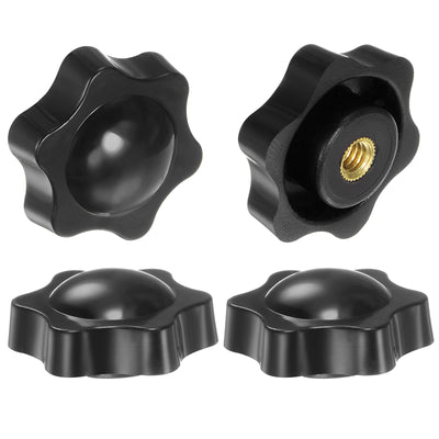 Harfington 4pcs Star Knobs 1/4-20 Thread 38mm Head Non-Through Hole Clamping Handles Black