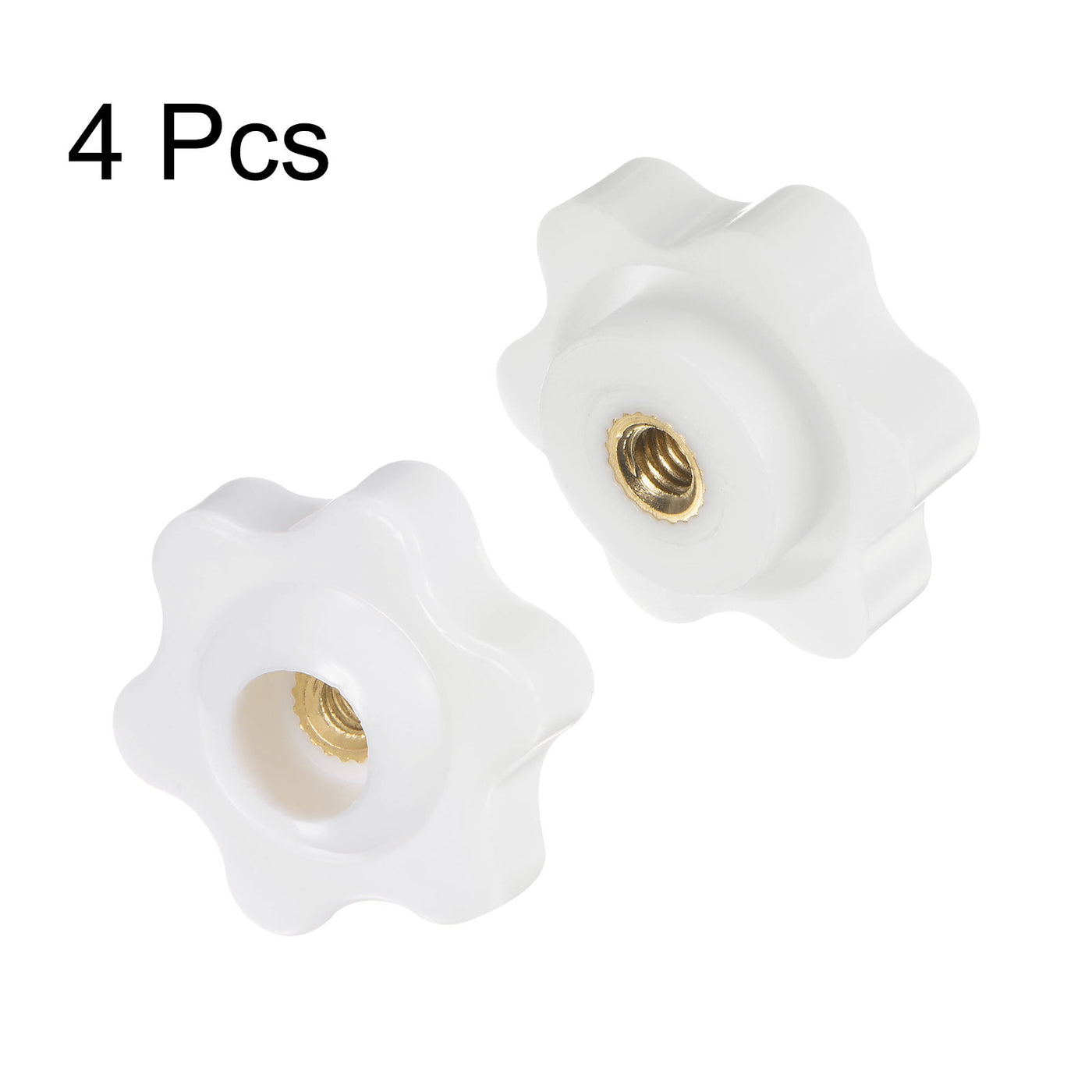 Harfington 4pcs Star Knobs M4 Thread 25mm Head Through Hole Clamping Handles White