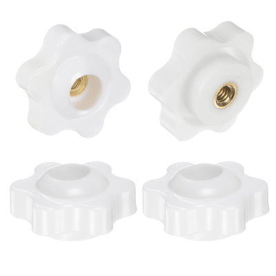 Harfington 4pcs Star Knobs M4 Thread 25mm Head Through Hole Clamping Handles White