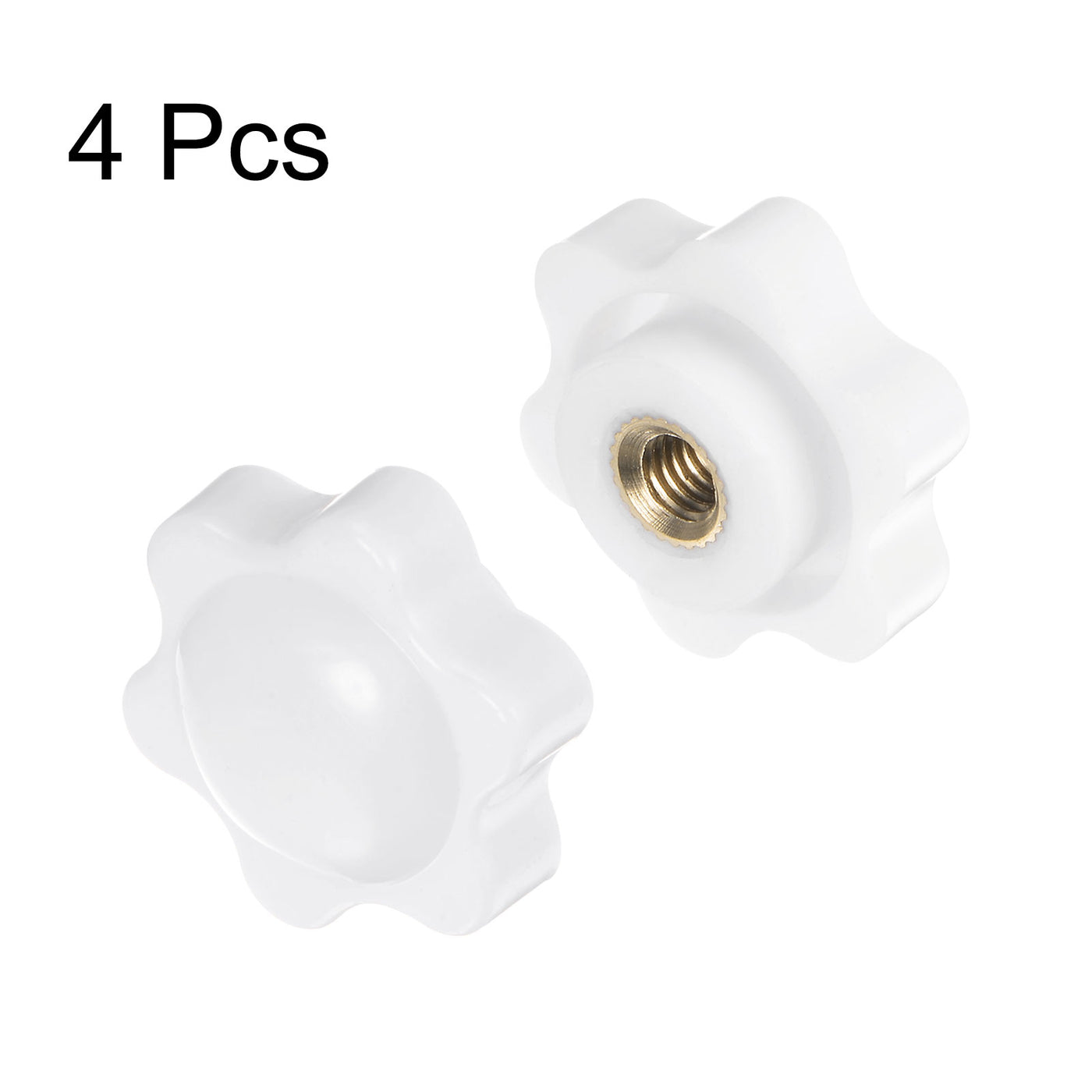 Harfington 4pcs Star Knobs M5 Thread 25mm Head Non-Through Hole Clamping Handles White