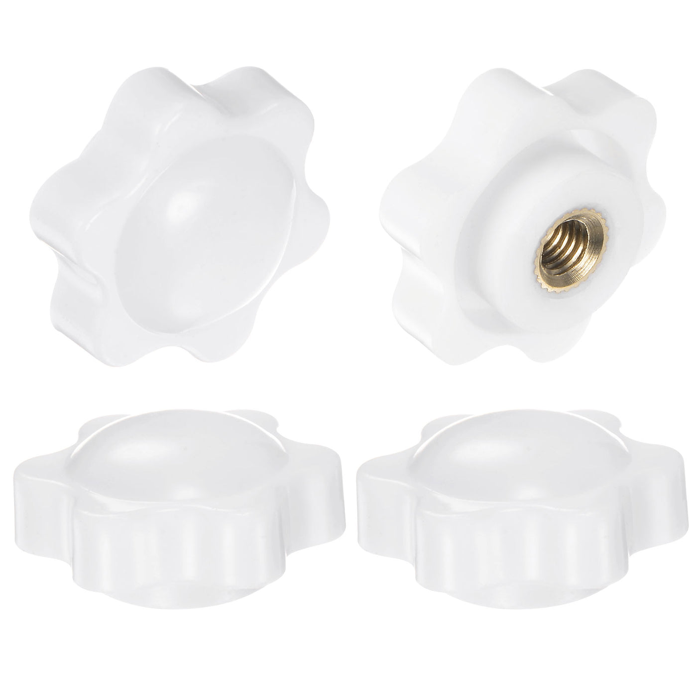 Harfington 4pcs Star Knobs M5 Thread 25mm Head Non-Through Hole Clamping Handles White