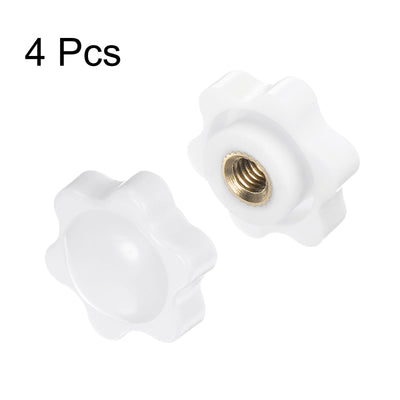 Harfington 4pcs Star Knobs M6 Thread 25mm Head Non-Through Hole Clamping Handles White