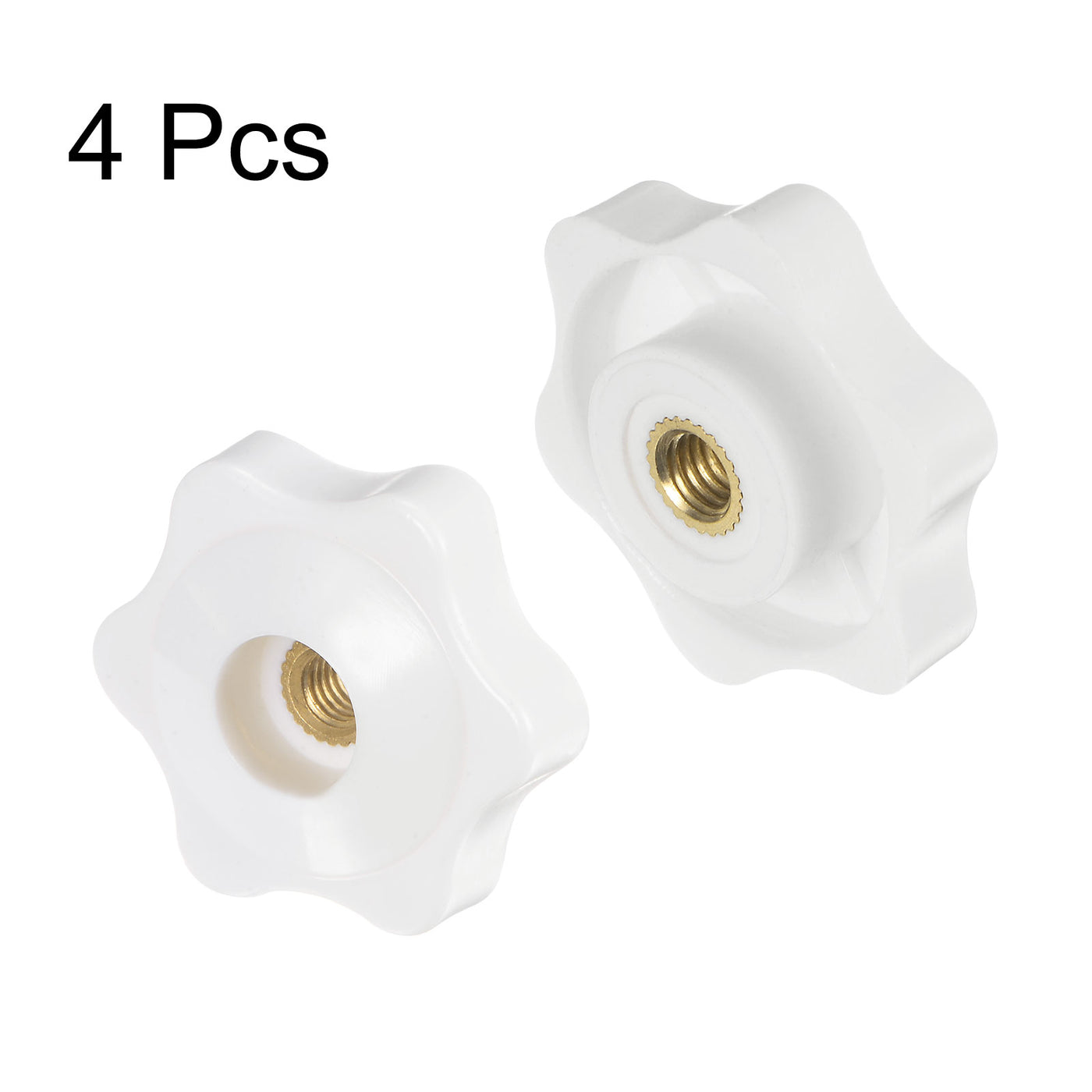 Harfington 4pcs Star Knobs M5 Thread 32mm Head Through Hole Clamping Handles White