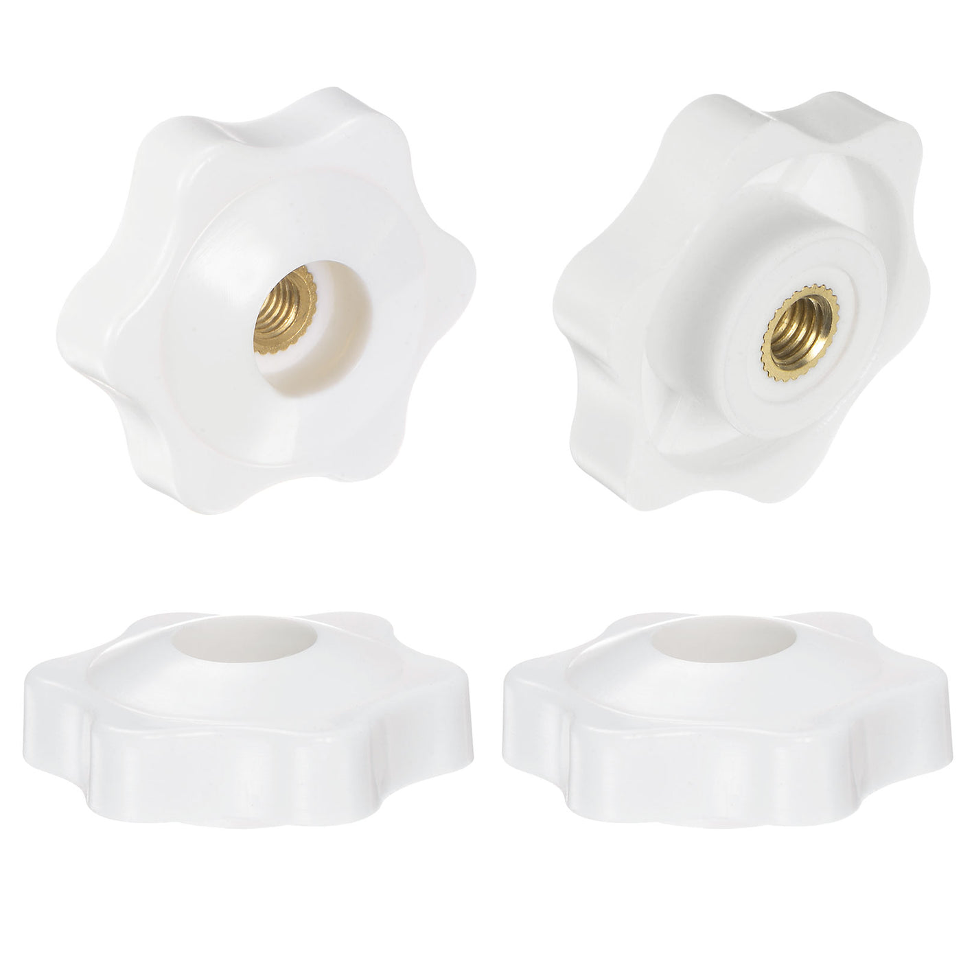 Harfington 4pcs Star Knobs M5 Thread 32mm Head Through Hole Clamping Handles White