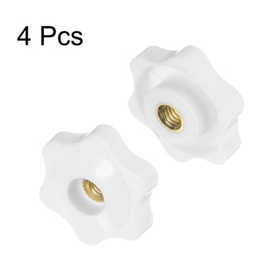 Harfington 4pcs Star Knobs M6 Thread 32mm Head Through Hole Clamping Handles White