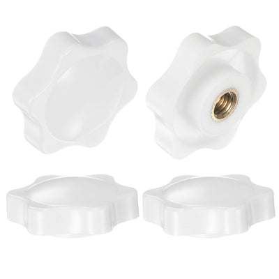 Harfington 4pcs Star Knobs M6 Thread 32mm Head Non-Through Hole Clamping Handles White