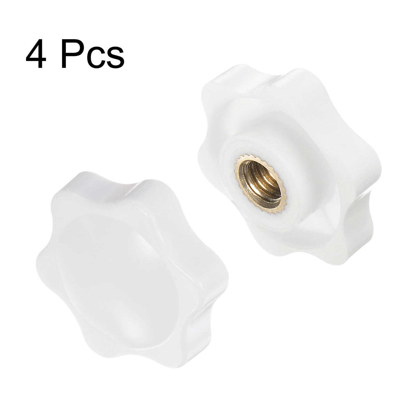 Harfington 4pcs Star Knobs M8 Thread 32mm Head Non-Through Hole Clamping Handles White