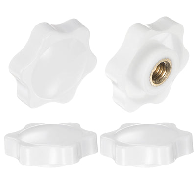 Harfington 4pcs Star Knobs M8 Thread 32mm Head Non-Through Hole Clamping Handles White