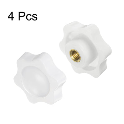 Harfington 4pcs Star Knobs M6 Thread 38mm Head Non-Through Hole Clamping Handles White