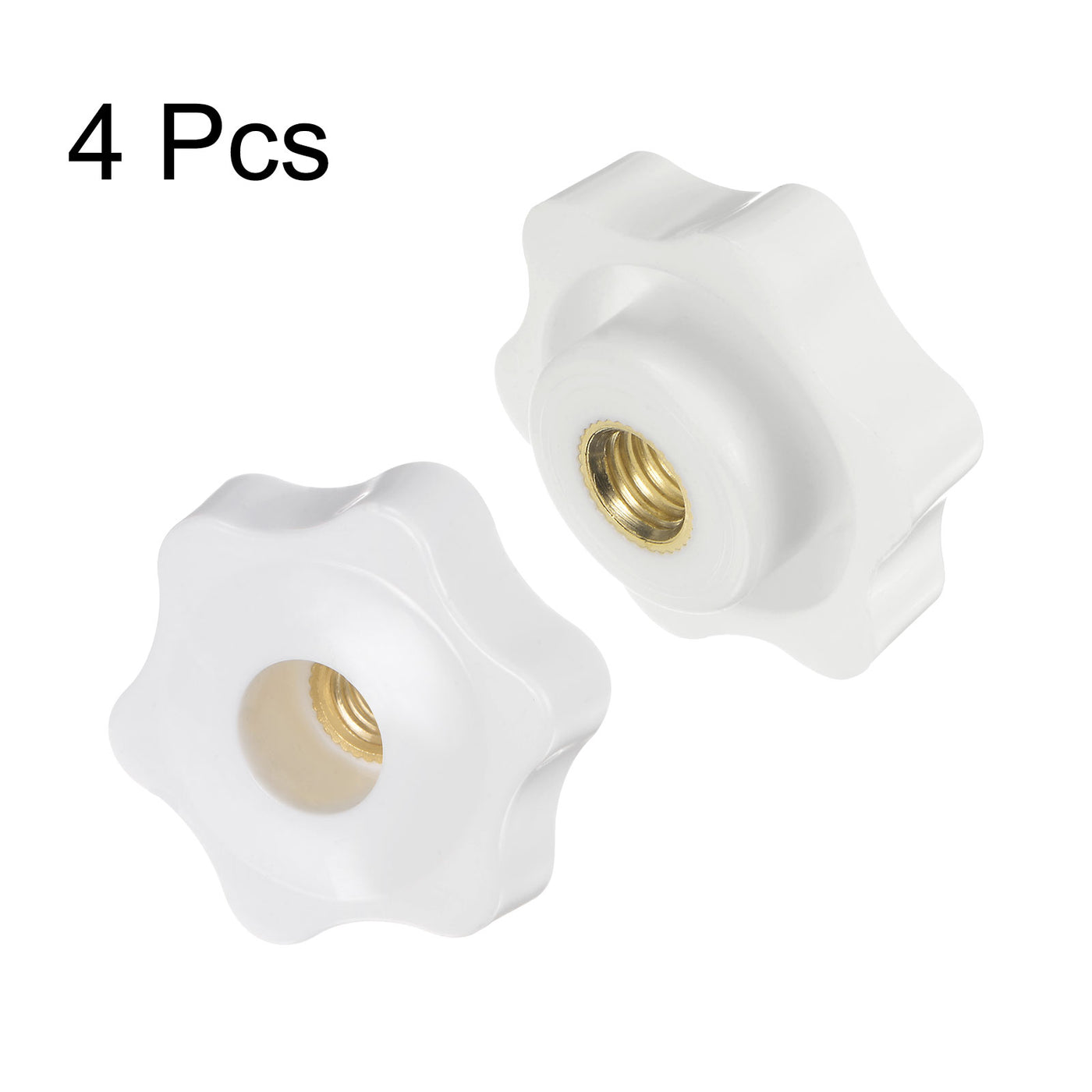 Harfington 4pcs Star Knobs M8 Thread 38mm Head Through Hole Clamping Handles White