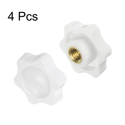 Harfington 4pcs Star Knobs M10 Thread 38mm Head Non-Through Hole Clamping Handles White