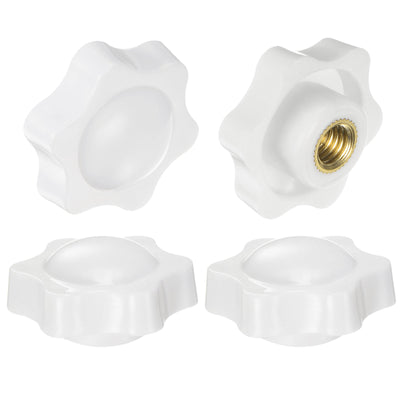 Harfington 4pcs Star Knobs M10 Thread 38mm Head Non-Through Hole Clamping Handles White