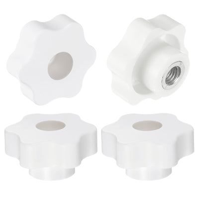 Harfington 4pcs Star Knobs M10 Thread 48mm Head Through Hole Clamping Handles White