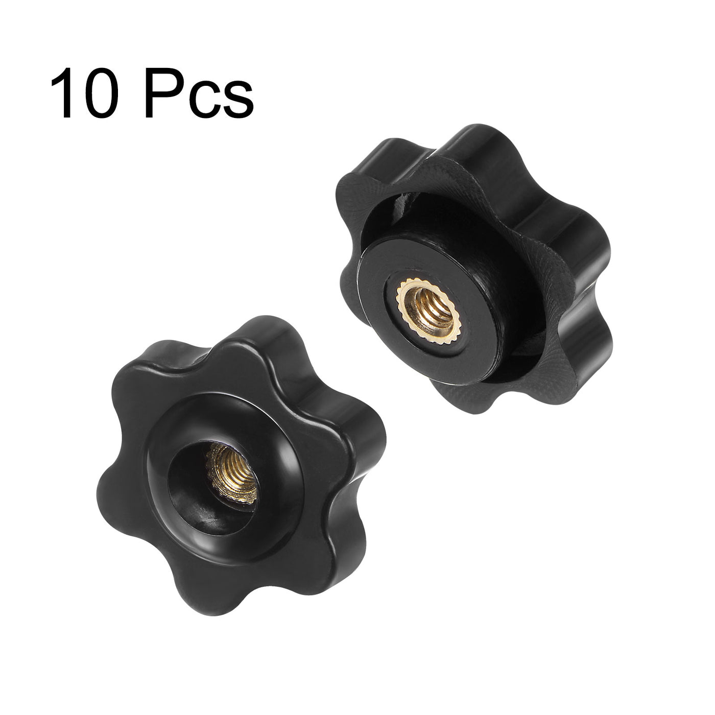 Harfington 10pcs Star Knobs M4 Thread 25mm Head Through Hole Clamping Handles Black