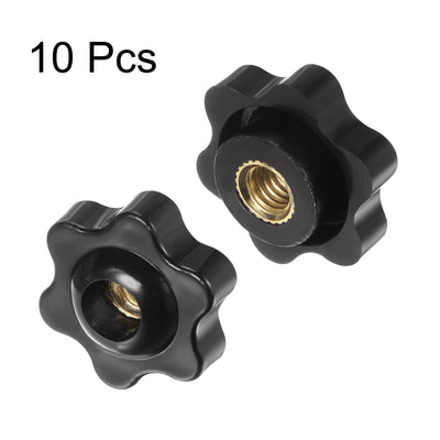 Harfington 10pcs Star Knobs M6 Thread 25mm Head Through Hole Clamping Handles Black