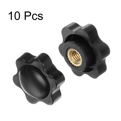 Harfington 10pcs Star Knobs M6 Thread 25mm Head Non-Through Hole Clamping Handles Black