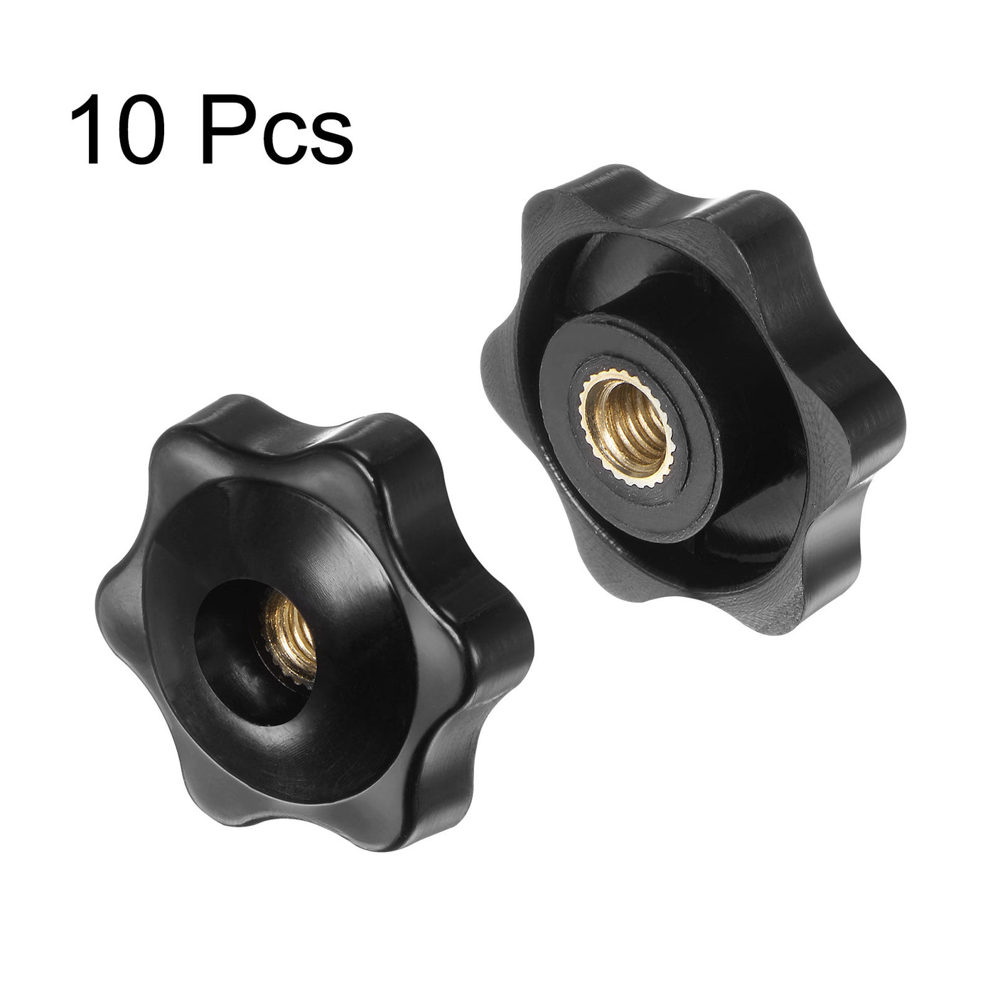 Harfington 10pcs Star Knobs M6 Thread 32mm Head Through Hole Clamping Handles Black