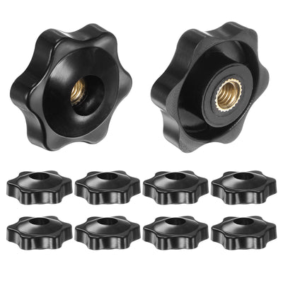 Harfington 10pcs Star Knobs M6 Thread 32mm Head Through Hole Clamping Handles Black