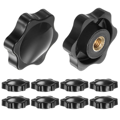 Harfington 10pcs Star Knobs M6 Thread 32mm Head Non-Through Hole Clamping Handles Black