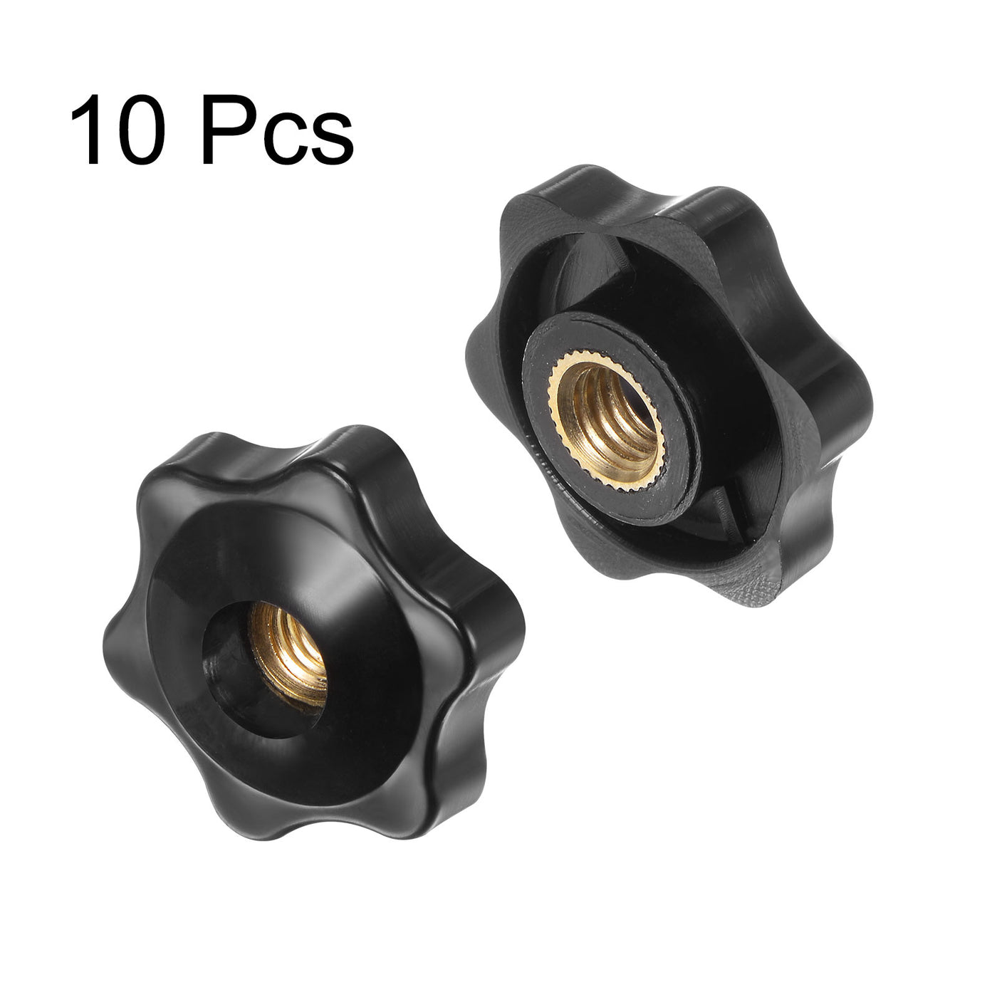 Harfington 10pcs Star Knobs M8 Thread 32mm Head Through Hole Clamping Handles Black