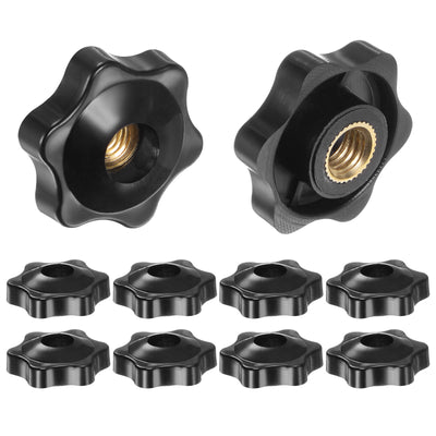 Harfington 10pcs Star Knobs M8 Thread 32mm Head Through Hole Clamping Handles Black