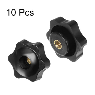 Harfington 10pcs Star Knobs M6 Thread 38mm Head Through Hole Clamping Handles Black