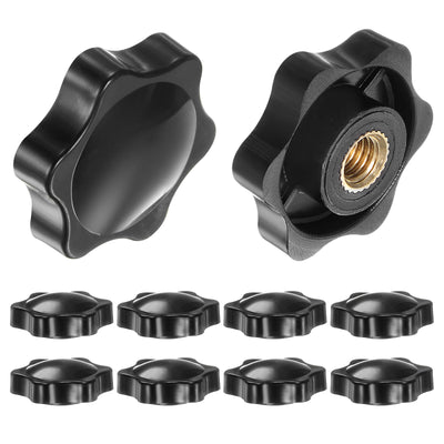 Harfington 10pcs Star Knobs M8 Thread 38mm Head Non-Through Hole Clamping Handles Black