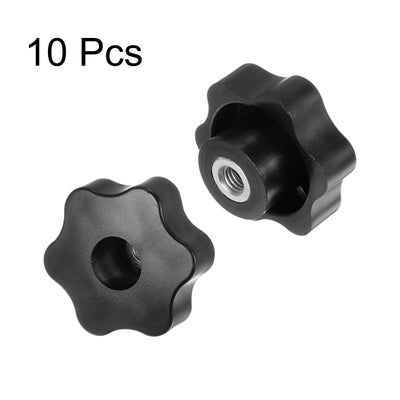 Harfington 10pcs Star Knobs M8 Thread 48mm Head Through Hole Clamping Handles Black