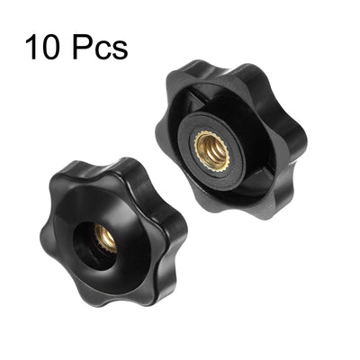 Harfington 10pcs Star Knobs 1/4-20 Thread 32mm Head Through Hole Clamping Handles Black