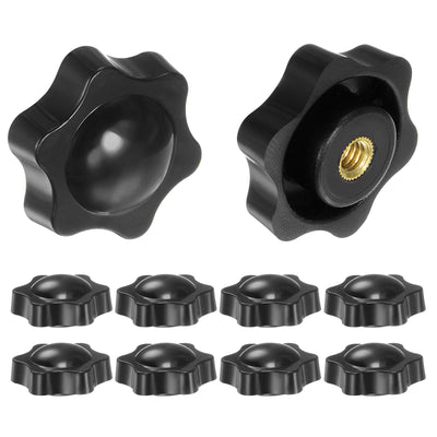 Harfington 10pcs Star Knobs 1/4-20 Thread 38mm Head Non-Through Hole Clamping Handles Black