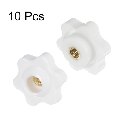 Harfington 10pcs Star Knobs M4 Thread 25mm Head Through Hole Clamping Handles White