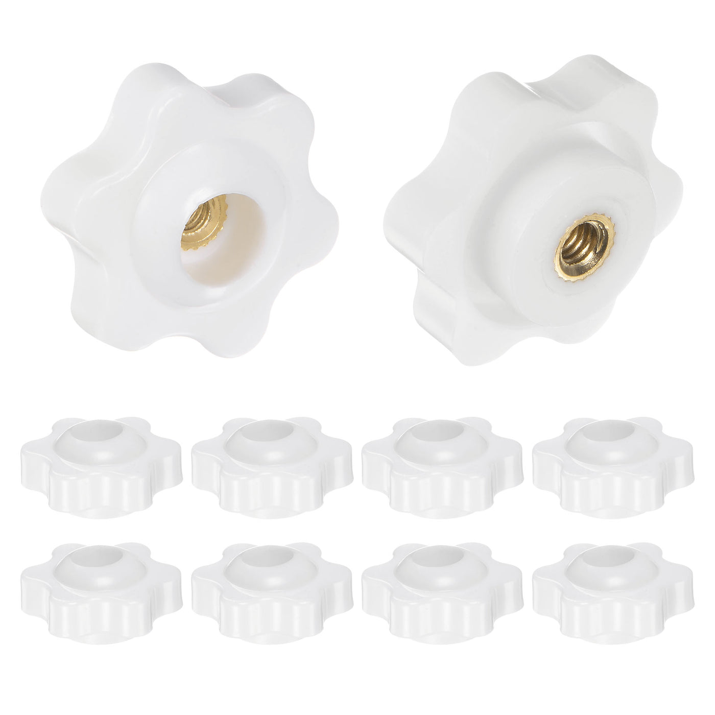 Harfington 10pcs Star Knobs M4 Thread 25mm Head Through Hole Clamping Handles White