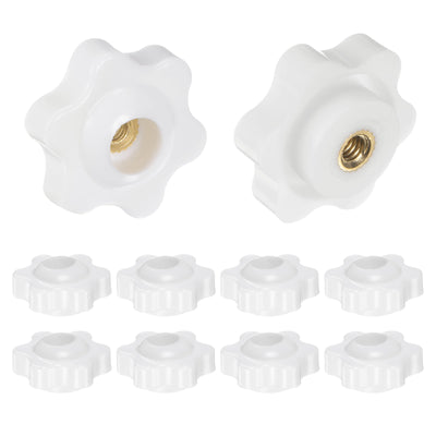 Harfington 10pcs Star Knobs M4 Thread 25mm Head Through Hole Clamping Handles White