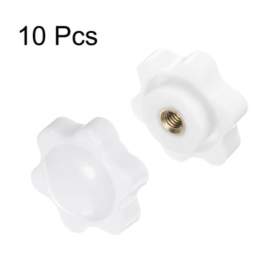 Harfington 10pcs Star Knobs M4 Thread 25mm Head Non-Through Hole Clamping Handles White