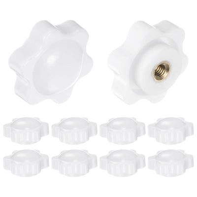 Harfington 10pcs Star Knobs M4 Thread 25mm Head Non-Through Hole Clamping Handles White