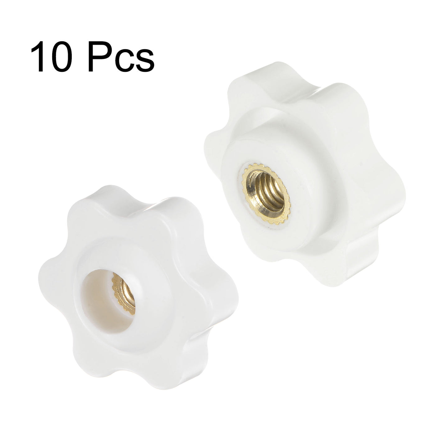 Harfington 10pcs Star Knobs M5 Thread 25mm Head Through Hole Clamping Handles White