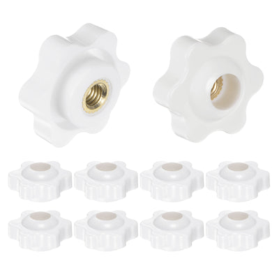 Harfington 10pcs Star Knobs M5 Thread 25mm Head Through Hole Clamping Handles White