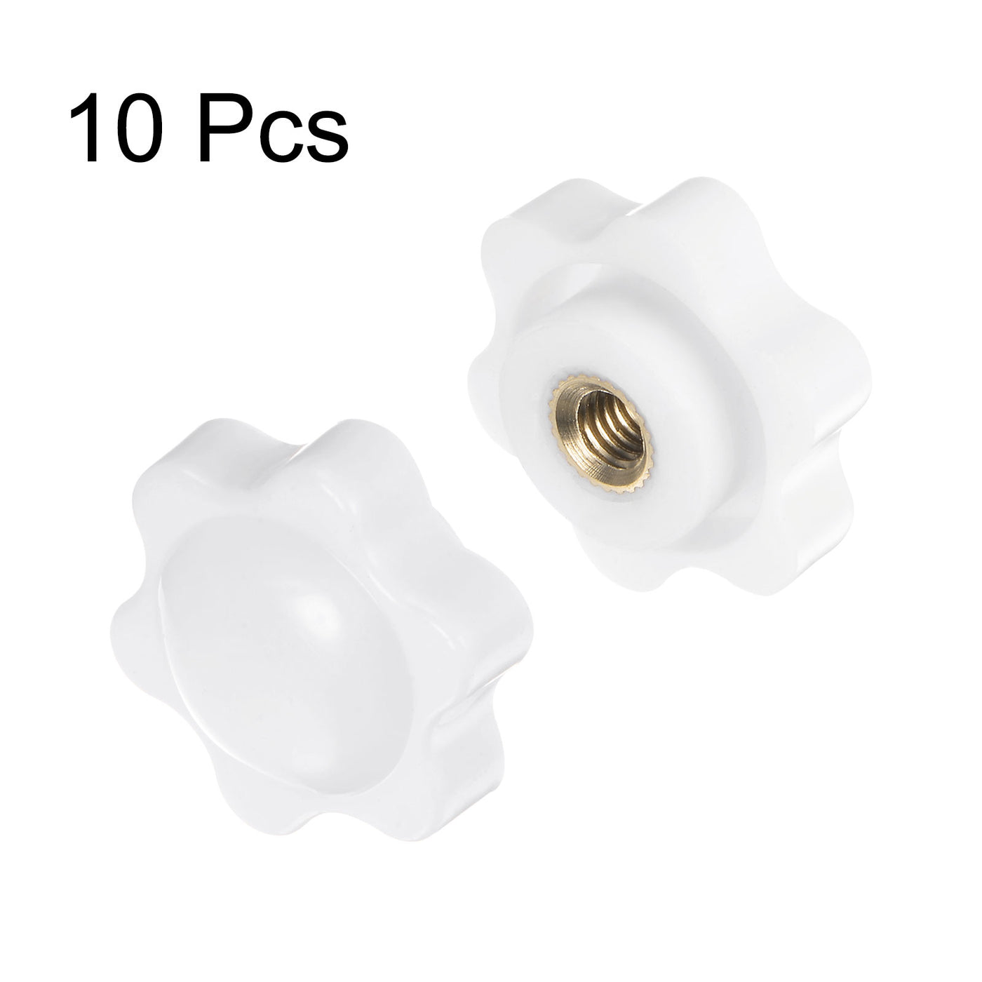 Harfington 10pcs Star Knobs M5 Thread 25mm Head Non-Through Hole Clamping Handles White