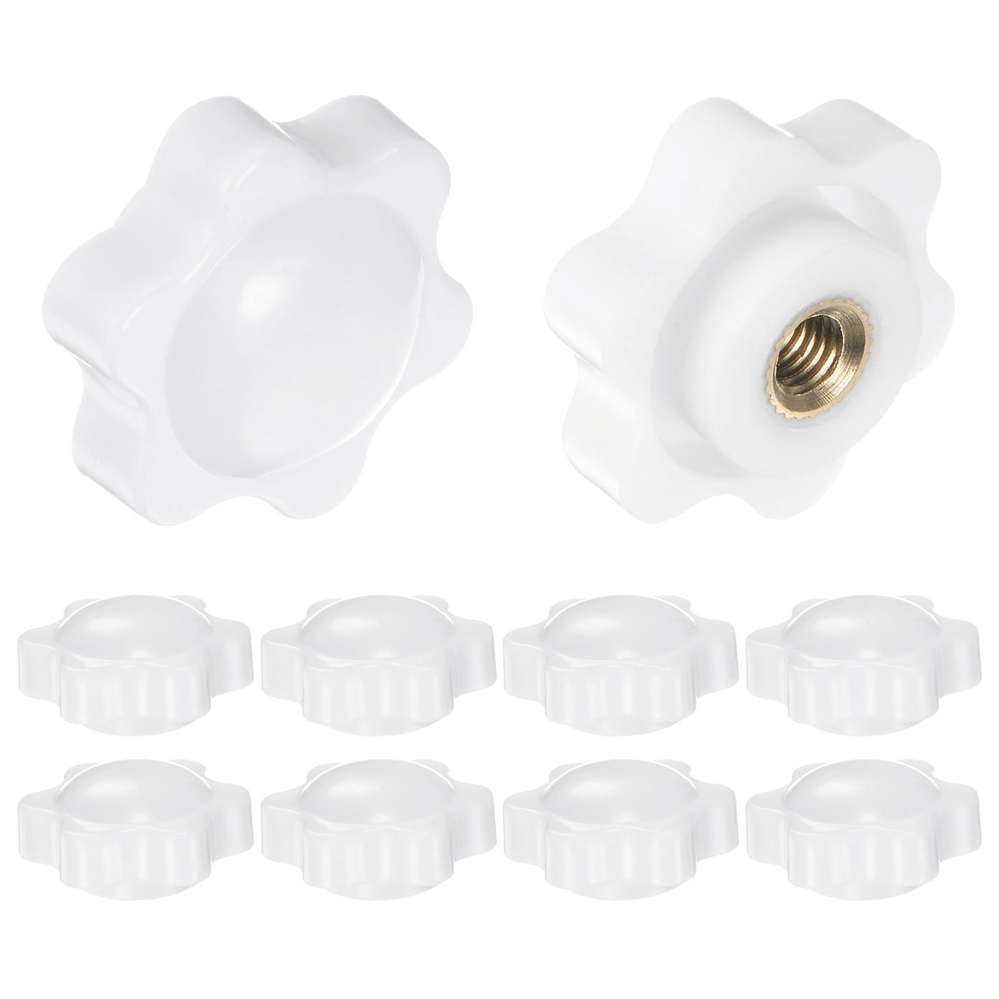 Harfington 10pcs Star Knobs M5 Thread 25mm Head Non-Through Hole Clamping Handles White