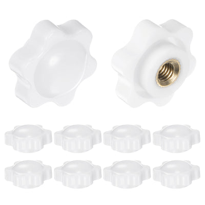 Harfington 10pcs Star Knobs M6 Thread 25mm Head Non-Through Hole Clamping Handles White